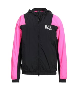 EA7 Schwarze Jacke, Stilcode: 3KPB13 PN84Z 1200, regulare Passform, Reissverschluss, Kapuzenmantel�