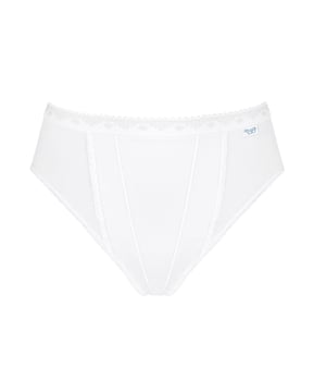 Sloggi Control High Leg Briefs. Made with a soft cotton and featuring lace detailing. This product is recommended as hand wash only.