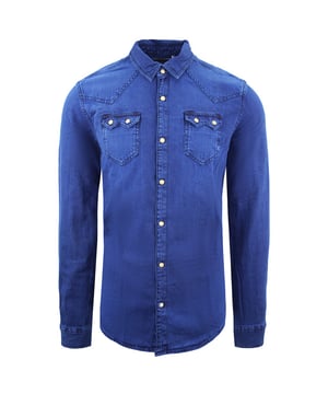 Scotch & Soda Regular Slim Fit Overhemd Lange Mouw Blauw Heren Top