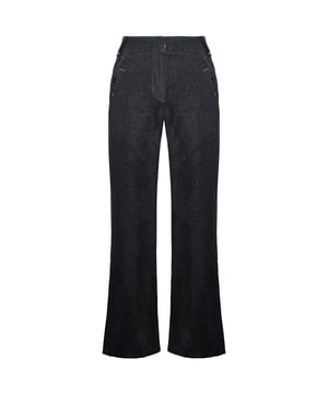 Timberland Wide Leg Relaxed Chambray Navy Blauw Dames Linnen Broek A0597 440