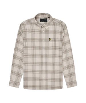Beige overhemd met lange mouwen, 100% katoen, normale pasvorm, maat valt normaal, beige ruit, knoopsluiting, overhemd met lange mouwen, Lyle & Scott overhemd met lange mouwen