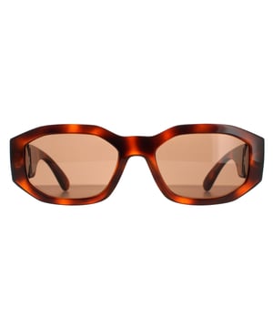 Versace Rectangle Unisex Havana Dark Brown VE4361 Sunglasses Versace are a stylish rectangle style crafted from chunky acetate.  Versace's trademark medusa head logo features on the thick temples for authenticity.