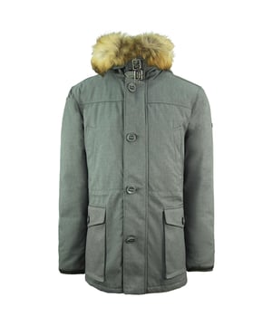 Hackett London Down Relleno de parka ártica cremallera Men Grey Winter Coat HM402096 945