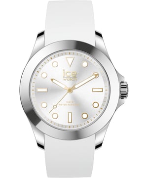 Diese Ice Watch Ice Steel - Classic - White Gold Analog Uhr für  Damen ist das perfekte Accessoire zum tragen oder verschenken. Ihr Silber 40 mm Rund Gehäuse kombiniert mit dem bequemen Weiß Armband aus  Silikon garantiert, dass Sie diese atemberaubende Uhr kompromisslos genießen werden. Angetrieben von einem hochwertigen Quarz Uhrwerk und wasserdicht bis 10 bars, läuft Ihre Uhr stets weiter. Diese Uhr mit einem superweichen Silikonarmband verleiht all Ihren Outfits einen Hauch von lebendigem Stil! Diese Analoguhr verfügt über eine Kalenderfunktion: Datum, leuchtende Zeiger und leuchtende Zahlen. Diese hochwertige Uhr hat ein Weiß Silikon Band ( 19 cm Länge und 19 mm Breite) mit einer Dornschließe Gehäusedurchmesser: 40 mm,Gehäuse Höhe: 12 mm, Gehäusefarbe: Silber, Zifferblattfarbe: weiß