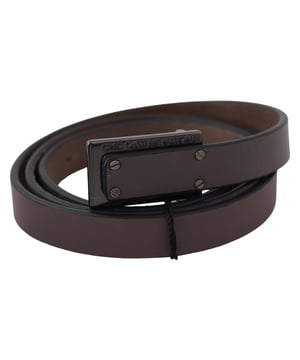 Costume National dark brown leather adjustable belt
  Crafted from Quality leather
  Classic design with black-tone hardware
  Adjustable buckle fastening
  Solid pattern in a versatile dark brown color
  Subtle logo details
  Made in Italy
Material: Leather