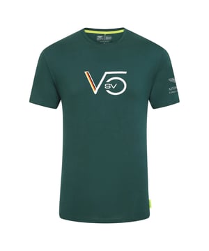 Camiseta oficial de Aston Martin F1 Sebastian Vettel Green la camiseta oficial de Sebastian Vettel del equipo de Fórmula 1 de Aston Martin en elegante "Green". El logotipo de Vettel en Aston Martin Design está impreso en el cofre. El emblema de Aston Martin está en la manga. El material está hecho de algodón de alta calidad.