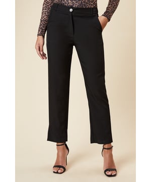 Straight fit ankle grazer trousers
        Button front fastening for a polished look
        Versatile ankle-length design
        Sleek side pockets for practicality
        Flattering high-rise waist
    
    These chic ankle grazer trousers from Dorothy Perkins are a wardrobe essential for the fashion-forward woman in her 30s. The straight fit and high-rise waist create a flattering silhouette, while the ankle-length design offers versatility for various occasions. Style these trousers with a leopard print top and strappy heels for a trendy brunch look, or pair them with a crisp blouse and ballet flats for a casual day out. The button front fastening adds a touch of sophistication, making these trousers perfect for family gatherings or baby showers. The side pockets provide practicality without compromising on style. Easily dressed up or down, these trousers are a must-have for the modern woman who values both comfort and fashion.