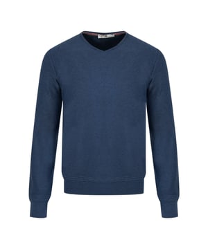 Pierre Balmain Navy Blue Jumper. Pierre Balmain Navy Blue Jumper. 100% Cotton, Regular Fit, Fits True To Size. Crew Neck, Long Sleeves. Patches On Elbow On Sleeves, Elasticated Neck, Sleeve Ends and Bottom. Style : 9190VI25