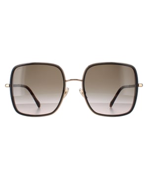 Jimmy Choo Square Womens Gold Brown Brown Gradient JAYLA/S  Sunglasses are a fashionable square frame, enhancing your facial features while providing optimal sun protection. The high-quality metal material used in their construction ensure durability and comfort, making them the ideal companion for both everyday wear and special occasions. The Jimmy Choo logo features on the slender temples for brand authenticity.