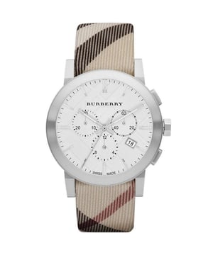 Introducing the Burberry BU9357 Men's Chronograph Watch The City Nova. This sophisticated 42mm timepiece features a polished stainless steel case and a striking silver dial with chronograph functions. The matching stainless steel bracelet ensures both style and comfort, while water resistance up to 50 metres adds practicality.