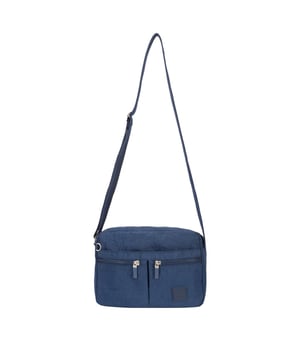 This practical everyday bag is heavy on features and light in weight, with two main zip compartments and a hidden zip on the front flap as well as your main zipped compartment it is more than ideal for organising your valuables. This casual, compact design also features an adjustable cotton strap for all your comfort needs. This functional fun design is stylish and spacious for all your travelling needs, from the supermarket to a Saturday hike. Features: , Artsac rubberised patch logo, Two main zip compartments, Adjustable strap, Concealed front zip section, Front flap-over with 2 zip pockets, Internal zip and slip pocket, External zip pocket on the back Style Ref: 50460 NAVY