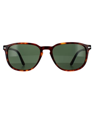 Persol Square Mens Havana Green Sunglasses Persol have a round lens shape with the typical Persol style and feature the usual Persol arrow motif on the temple. The keyhole type bridge shape is also featured and this look is very much in at the moment.