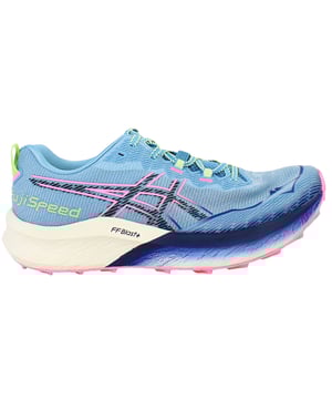 Push your pace and embrace the speed with the Asics FujiSpeed 2 Women's Blue Running Shoes. Engineered for high-performance runs, these shoes combine a lightweight, breathable design with responsive cushioning to help you maintain a smooth, efficient stride. The vibrant blue finish adds a bold pop of color, ensuring you stand out whether youâ€™re training for a race or enjoying a casual run.
Â 
Key Features:
Lightweight &amp; Breathable Upper:

The engineered mesh upper enhances airflow while providing a secure, adaptive fit, keeping your feet cool during high-intensity runs.

Responsive Midsole Cushioning:

Offers excellent shock absorption and energy return, reducing fatigue and supporting a smooth transition from heel strike to toe-off.

Durable Rubber Outsole:

Designed for superior traction and stability on various surfaces, ensuring you stay grounded during your fastest runs.

Optimized for Speed:

A sleek, streamlined design that helps maintain momentum, making these shoes ideal for race days and speed workouts.

Vibrant Blue Aesthetic:

A modern, eye-catching color that combines style with performance, perfect for those who want to look as fast as they feel.

Â 
Elevate your run with the Asics FujiSpeed 2 Women's Blue Running Shoesâ€”where innovative technology meets dynamic style for an unbeatable running experience.
Â 
Â 