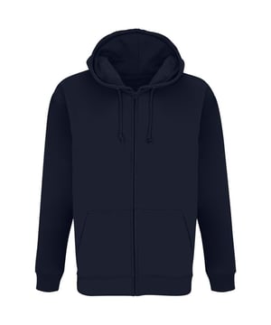 Material: 80% Cotton, 20% Recycled Polyester. Fabric: Brushed Back Fleece. Design: Plain. 280gsm. Hood Features: Drawcord, Grown On Hood, Lined, Self Fabric. Hem: Ribbed. Cut And Sew Panels, Drop Shoulder, Jersey Half Moon, Locker Patch, Metal Eyelets, Metal Zip Pull, Taped Neck, Unbranded Size Label. Neckline: Hooded. Sleeve-Type: Long-Sleeved, Set-in. Cuff: Ribbed. Pockets: 2 Side Pockets. Fastening: Full Zip. Sustainability: ACCORD, Amfori, BSCI, Fair Wear Approved, GRS Certified, Oeko-Tex Standard 100 Certified, PETA-Approved Vegan, REACH, Sustainable Materials.