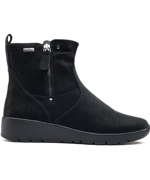Botas negras Jana para mujer con forro polar, fabricadas con sintético y suela de goma. Incluyen: cierre de cremallera interior, forro polar cálido, suela antideslizante y 100% vegano.