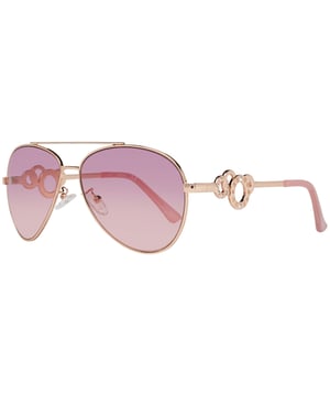 Las gafas de sol Guess GF0365 28Z oro rosa degradado tienen forma de montura de aviador y desprenden una sensación de elegancia atemporal. La montura está hecha de metal de alta calidad, conocido por su durabilidad y sensación de ligereza, lo que la hace cómoda durante todo el día.