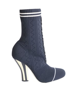 VINTAGE, RRP AS NEW
Featuring a contemporary sock-style silhouette, the Fendi Colibri Ankle Boots are crafted from stretch-knit black nylon uppers with contrasting white lines accents. A round toe and structural Colibri heels complete this modern bootie. Perfect for wearing with slim-fit jeans, tailored trousers, or skirts, style yours with endless possibilities.

Fendi Colibri Sock Stretch-knit Ankle Boots in Black Nylon
Condition: Excellent with dust bag
Sign of wear: Very light wear on the soles
Material: Nylon
Color: Black with white accents
Size: EU39 / UK6 / US9
SKU: 283006
