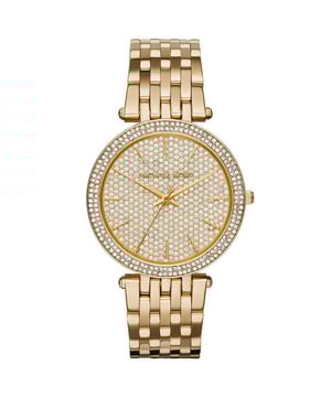 Specificatie details Merk Michael Kors Model MK3438 Barcodenummer 796483193765 Geslacht Dames Diameter 39mm Kastmateriaal Roestvrij staal Kleur van de kast N/A Kleur van de wijzerplaat Goud Bandmateriaal Roestvrij staal Kleur van de band Goud / Dore Beweging N/A Chronograaf N/A Waterbestendigheid N/A