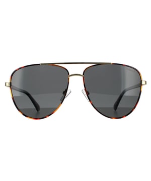Gafas de sol Polaroid Aviator Unisex Oro Habano Gris Polarizadas Polaroid son un clásico estilo aviador con lentes en forma de lágrima, un doble puente y patillas delgadas rematadas con la marca Polaroid.