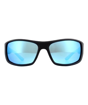 Polaroid Sport Sunglasses PLD 7013/S EL9 5x Mat Black Blue Mirror Polarisated zijn een wrap-around stijl met uitstekende zijbescherming tegen de schittering van de zon, vooral met de premium gepolariseerde lenzen die zo goed zijn voor het verwijderen van die stuiterende blik uit wegen of water.