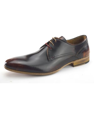 A smart pair of Derby Shoes are an essential in every man's wardrobe. Frank James are proud to offer this classic yet modern looking shoe. Made from quality real leather with a Hi-Shine rub off finish these will complete any look. These shoes are supplied new and boxed with two sets of laces on a handmade composit sole with cusion insoles.