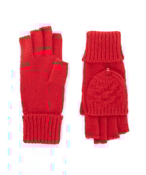 Experience versatile layering with Icing, knitted fingerless gloves featuring a mitten hood for added warmth. Crafted from soft fabric with signature Dune London detailing, this comfortable accessory is ideal for any cold-weather outing.