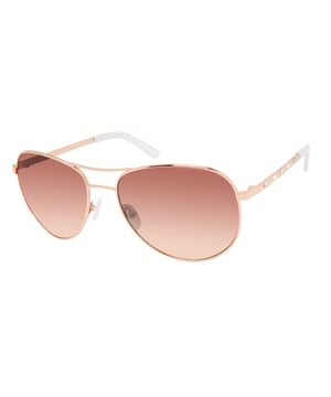 Gafas de sol de mujer de color oro rosa - Guess GF0408-6128F• material: metal• color: oro rosa• tamaño: 61/18/135 mm (longitud de la lente / ancho del puente / longitud de la varilla)  DEGRADED-CATEGORY 3