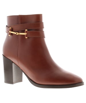 Ted Baker Dameslaarzen Anisea Dames Enkellaarsjes Leer Blokhak Tan. Leer Bovenwerk. Textiele Voering. Resin Zool. Schoenen Laarzen.