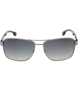 Make a statement with these Hugo Boss Sunglasses. Crafted with style and elegance, they offer 100% UV protection, making them the perfect accessory to an unforgettable look. The perfect accessory to take your style up a notch! Hugo Boss Silver 1559 0R80/WJ Sunglasses, Lens Width = 60mm, Nose Bridge Width = 15mm, Arm Length = 140mm, Made In China Sunglasses, Sunglasses Case, Cleaning Cloth and Care Instructions all Included, 100% Protection Against UVA and UVB Sunlight and Conform to British Standard EN 1836:2005 Style Code: BOSS 1559/O/S 0R80 WJ Silver Sunglasses