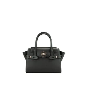 Style: Michael Kors Carmen Medium Flap Satchel Bag (Black)
  Material: Saffiano and Smooth Leather
  Features: Inner Zip and Slip Pockets Convertible Adjustable/Detachable Crossbody Strap Magnetic Flap Closure
  Measures: 27.94 cm W x 19.68 cm H x 12.7 cm D