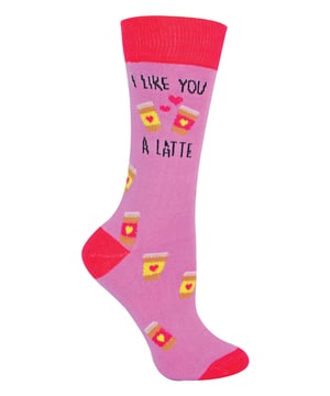 If you’re a big coffee lover and even enjoy a good joke/pun, these socks are perfect for you! With a funny phrase on the side saying “I Like You A Latte”, these socks are a hilarious addition to your sock drawer. With soft Cotton Rich fibres you can be sure that these socks are super soft and comfortable on your feet as well standing out from the crowd with it’s bright funky colours and fun design which will grab the attention of anyone. Even if you’re looking for an extra Christmas gift, Birthday present or even a stocking filler, these socks would be ideal. All of the Urban Eccentric products are produced for comfort and quality. They aim to reduce our impact on the environment as much as they possibly can, that's why Urban Eccentric are constantly redeveloping our processes and packaging to get as much recycled as possible. These brand of socks value humour, original designs, having fun and high quality production! These socks are available in Pink with Coffee patterns and the phrase “I Like You A Latte” and come in Ladies One Size 4-8 UK. They’re made from 75% Cotton, 24% Nylon, 1% Elastane and are Machine Washable.
