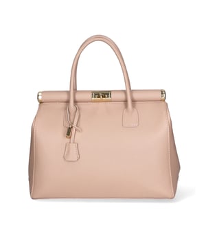 Bolso de mano de mujer de dos compartimentos con bandolera extraíble. Producto artesanal italiano en piel genuina dólar. Hecho en Italia