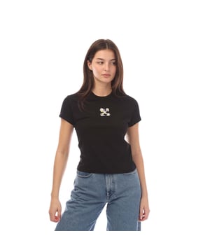 Off White geborduurd Flower Mini Arrow Fitted T-shirt in zwart.- Ronde hals.- Korte mouwen.- Flower mini Arrow op de voorkant.- 100% katoen.- Ref: OWAA1120011084