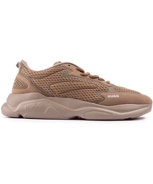 Estas zapatillas Leon Runn de color caqui son unas zapatillas deportivas con cordones de estilo atlético de HUGO con una parte superior mixta de primera calidad, con superposiciones llamativas, costuras decorativas, detalles de ribetes y marcas famosas. Esta zapatilla de deporte de estilo contemporáneo tiene una suela gruesa y elegante, una plantilla acolchada y un cuello acolchado para mayor comodidad. No importa si quieres hacer una declaración de moda de diseñador o hacer ejercicio en el gimnasio con estilo, estos son tus corredores preferidos.