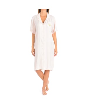 Nachtjapon met korte mouwen.
 Roze kleur
 Kraag met kapel.
 Knoopsluiting aan de voorkant.
 Naden in toon zichtbaar.

 Samenstelling: 98% viscose, 2% Sim

 Wassen op max. temperatuur 30º.
 - Niet bleken.
 - Niet in de droger.
 - Niet strijken.
 - Niet chemisch reinigen.
 Samenstelling: 98% viscose, 2% Sim
 Onderhoud:
Wassen op max. temperatuur 30º.
 - Geen bleekmiddel gebruiken.
 - Niet in de droger.
 - Niet strijken.
 - Niet chemisch reinigen.