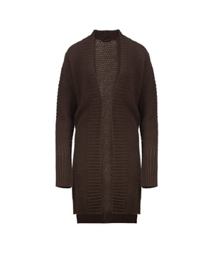 Onder de knielengte Open Front Bruin Gebreid Vest