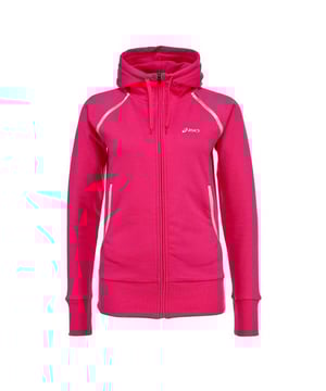 Asics de manga larga con cremallera rosa chaqueta de pista de punto con capucha rosa 109872 0211