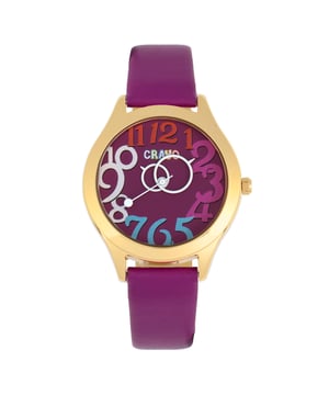 Polished Alloy Case; Precision Quartz Movement; Non-Glare Scratch-Resistant Mineral Crystal; Logo-Engraved Stainless Steel Caseback; Leatherette Strap; Logo-Engraved Stainless Steel Clasp; 32mm Case Diameter; 3 ATM Water Resistance;