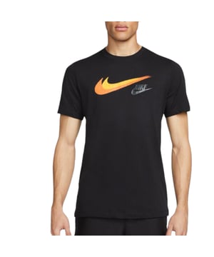 Update your everyday looks with this men's Signature Swoosh T-Shirt from Nike. this standard-fit tee is made with soft, lightweight cotton for lasting comfort. Featuring a ribbed crew neckline and short sleeves for a classic cut, it's finished up with bold Swoosh branding at the chest.