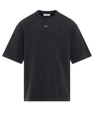 Mantengase elegante con esta camiseta de ajuste de patinador blanquecino. Con una pintura iconica en la parte posterior, esta camiseta seguramente sera un iniciador de conversacion. �Muestra tu estilo unico! Logotipo iconico en el frontal fuera de la camiseta negra blanca y blanca, ajuste regular 100% algodon, hecho en Portugal, Crew Neck, Streetwear ,, Codigo de estilo de manga corta: OMAA120F23Jer0121001