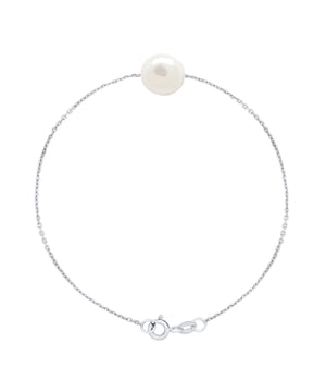 Bracelet Real Cultured Freshwater Pearl Baroque 10-11 mm - COLOR NATURAL PEARL WHITE - Chain Link Forçat of Silver 925 Rhodium plated - Length 18 cm - Delivered with Certificate of Authenticity and International Guarantee MADE IN FRANCE
