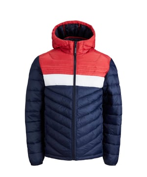 Een geweldig gewatteerd jack voor heren van het merk JACK & JONES. Zeer aangenaam om te dragen, comfortabel, warm en sportief gesneden tegelijk. Kan met veel kledingstukken worden gecombineerd. De hoge kraag en capuchon houden de wind uit je oren en nek. Twee steekzakken bieden ruimte voor spullen.