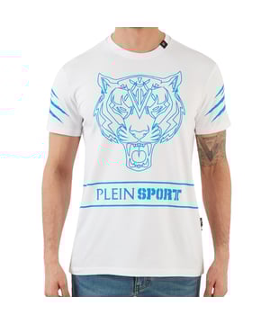 Plein Sport wit T-shirt, stretch fit 95% katoen, 5% elastaan, gemaakt in Italie, Plein merklogo, Plein Sport wit T-shirt