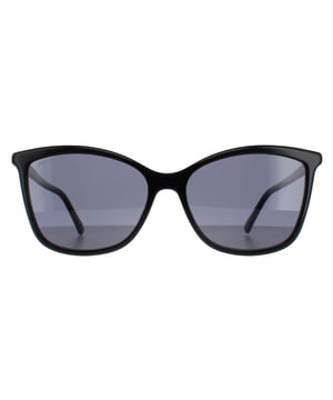 Jimmy Choo Cat Eye Womens Black Grey BA/G/S  Sunglasses are a modern cat eye frame, enhancing your facial features while providing optimal sun protection. The high-quality acetate material used in their construction ensure durability and comfort, making them the ideal companion for both everyday wear and special occasions. The Jimmy Choo logo features on the temples for brand authenticity.