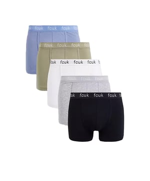 Refresh your everyday essentials with this five-pack of French Connection boxers. Features elastic waistband with FCUK branding logo. Made from stretch cotton fabric to ensure comfortable wear.