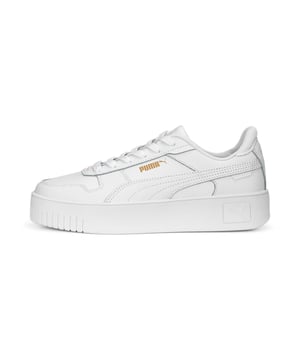 PRODUCT HISTORY: Streetwear-inspired design and a slightly raised platform make these Carina's perfect for everyday outfits. FEATURES & BENEFITS: SOFTFOAM+: Step-in comfort insole that provides soft cushioning thanks to the extra-thick heel; Recycled content: The upper of this shoe is made from at least 20% recycled materials - a step towards a better future DETAILS: Leather upper; Rubber midsole; Rubber outsole; PUMA Formstrip on the medial and lateral side; PUMA Cat logo on the heel