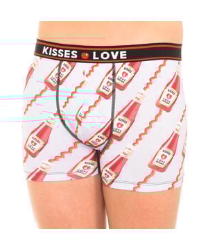 Boxer Kisses and Love
Color Gris-rojo
Cinturilla de goma elástica con el nombre de la marca bordado consecutivamente.
Diseño de ketchup
Tejido transpirable.
Frontal anatómico con capacidad de sujetar sin apretar.
Costuras vistas a tono.

Composición:  95% Algodón, 5% Elastano

Lavar a temperatura máx. 30º.
- No usar lejía.
- No usar secadora.
- No planchar.
- No lavar en seco