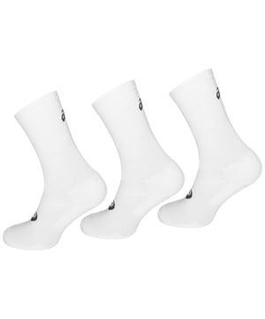 Upgrade your everyday essentials with the Asics 3-Pack Solid Men's White Crew Socks. Designed for all-day comfort and durability, these versatile socks offer a soft, cushioned feel with excellent breathability. Whether you're hitting the gym, running, or just need reliable daily wear, the ribbed crew length provides a secure fit, while the moisture-wicking fabric helps keep your feet dry and fresh.
Â 
Key Features:
Pack of Three:Â 

Great value with three pairs of high-quality socks.


Soft &amp; Breathable Fabric:Â 

Ensures comfort and ventilation for all-day wear.


Cushioned Sole:Â 

Provides extra support and impact absorption.


Ribbed Crew Length:Â 

Offers a snug, secure fit that stays in place.


Moisture-Wicking Technology:Â 

Helps keep feet dry and cool.


Durable &amp; Versatile :

Ideal for workouts, sports, or everyday wear.


Â 
Stay comfortable and supported with the Asics 3-Pack Solid Men's White Crew Socks â€“ a must-have staple for any wardrobe!