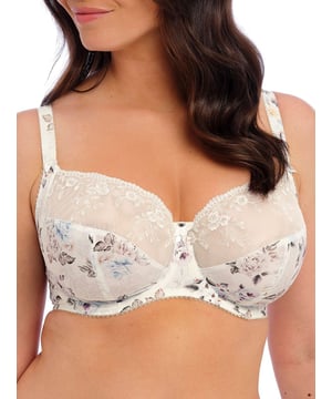 Fantasie Lizbeth Side Support Bra. Underwired full cup bra with a three piece cup design, side support for uplift and forward projection, embroidered top cups and wide wires for additional comfort. Featuring embroidery and bow/charm detail on the centre front. The product is recommended as hand-wash only.