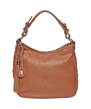 Bolso de mano  
100% cuero de vaca  
Cierre superior con cremallera  
Bolsillo interior con cremallera  
Bolsillo lateral con cremallera  
Bolsillo trasero con cremallera  
Detalle de borlas  
Dimensiones (L): 26x36x10 cm  
Asa: 48 cm  
Correa de hombro: 120 cm ajustable  
